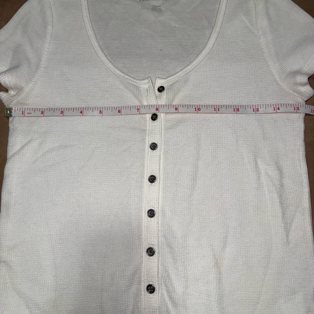 American Eagle Outfitters Cream Button-Down Women's Shirt - Picture 4 of 5